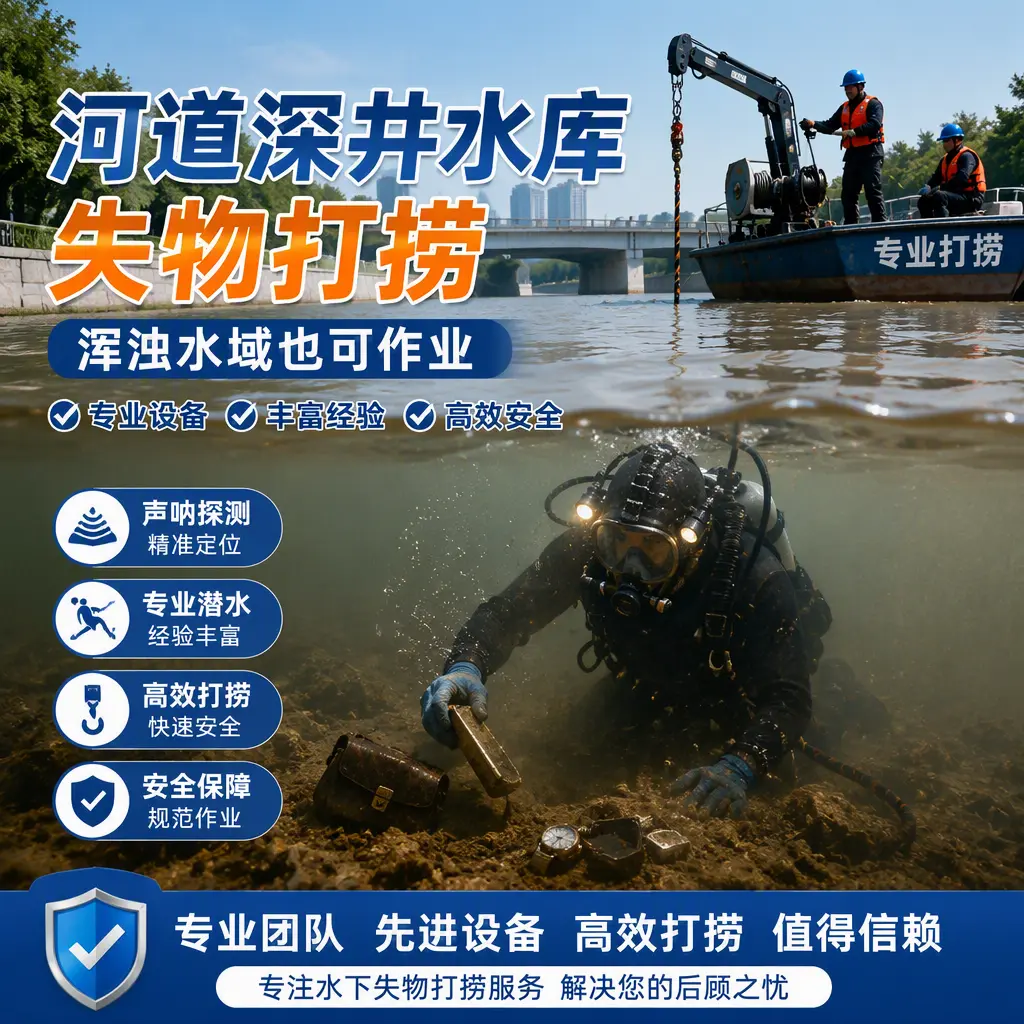 河道深井水库失物打捞，浑浊水域也可作业孝南