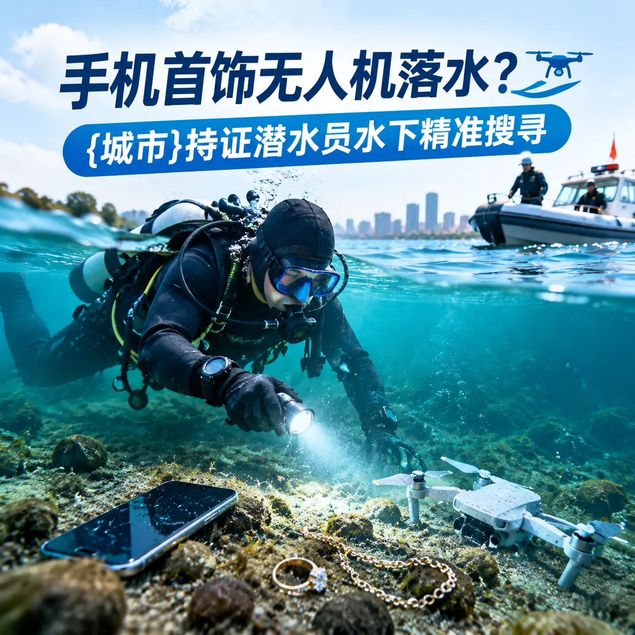 手机首饰无人机落水？孝南持证潜水员水下精准搜寻